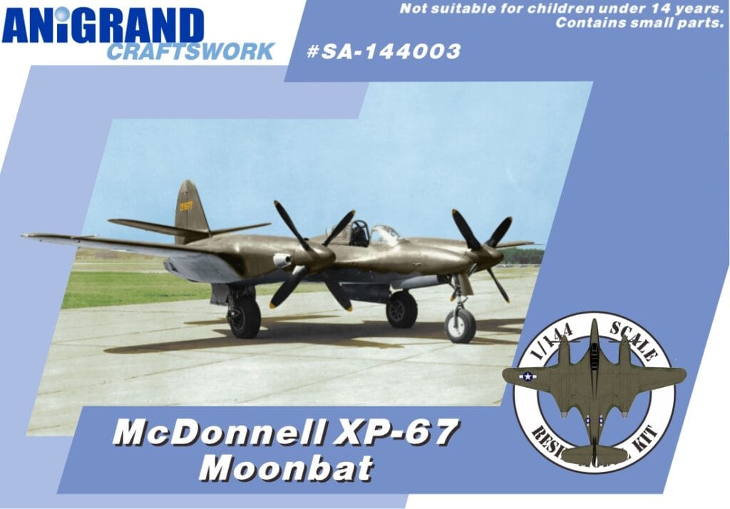 Allied aircraft model of the 1/144 McDonnell XP-67 Moonbat from Anigrand online shop.