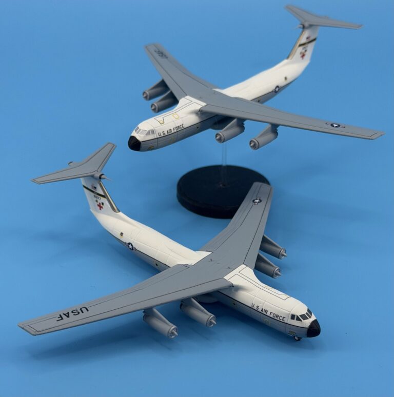 Detailed model set of U.S. Air Force cargo planes for collectors and enthusiasts.